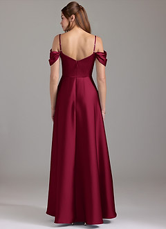 Azazie Marley Bridesmaid Dresses Burgundy A-Line Off the Shoulder Stretch Satin Convertible Dress image5