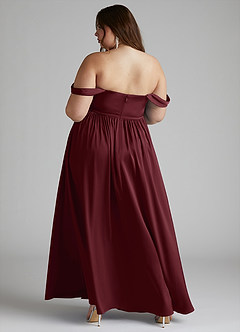 Azazie Morana Bridesmaid Dresses Cabernet A-Line Off the Shoulder Stretch Satin Convertible Dress image4