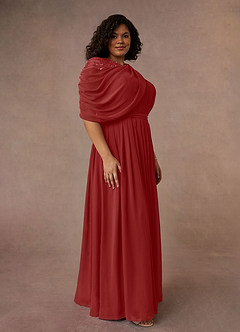 Azazie Olena Mother of the Bride Dresses Rust A-Line Sequins Chiffon Dress image8