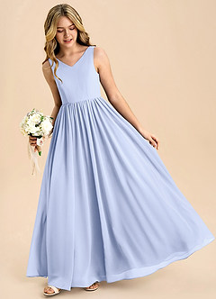 Azazie Hathaway Junior Ice A-Line Bow Chiffon Dress image4