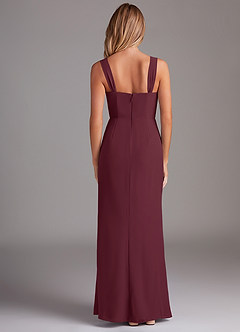 Azazie Denice Bridesmaid Dresses Cabernet Sheath Pleated Chiffon Dress image2