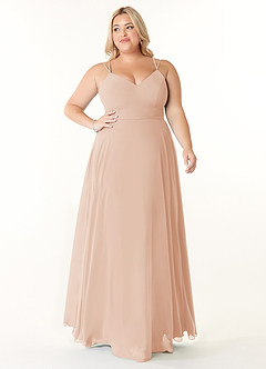 Azazie Janine Bridesmaid Dresses English Rose A-Line V-Neck Chiffon Dress image6