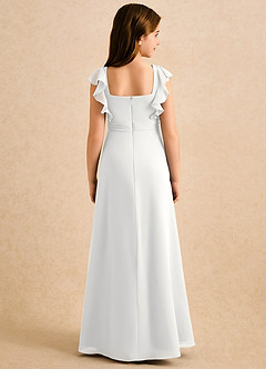 Azazie Soso Girls Formal Robe Demoiselle D'honneur Fillette Robe Trapèze en Mousseline de soie Plissée Blanc image2