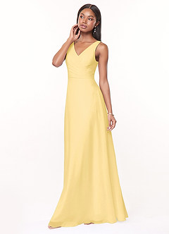 Azazie Nala Bridesmaid Dresses Butter A-Line Pleated Chiffon Dress image3