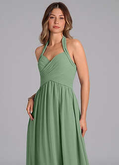 Azazie Darlyn Bridesmaid Dresses Matcha A-Line Pleated Chiffon Dress image7