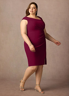 Azazie Cecily vestidos de madre de la novia Vestido de Borgoña de Crepé elástico de Corte Recto image10