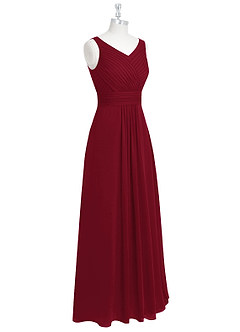 Azazie Pierrette Bridesmaid Dresses Burgundy A-Line Pleated Chiffon Dress image9