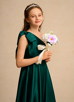 Azazie Guppy Girls Formal Flower Girl Klänningar Klä A-Line i Matt satäng Ena axeln image6