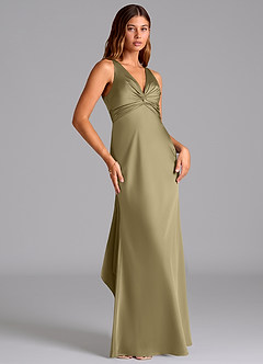 Azazie Hati Brudtärnklänningar Klä av Sjöjungfru i Stretch Satin Mossgrön image4