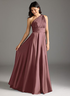 Azazie Charlize Bridesmaid Dresses Vintage Mauve A-Line One Shoulder Stretch Satin Dress image2
