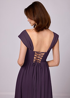 Barbie ♥ Azazie Bridesmaid Dresses Plum A-Line Corset Chiffon Dress image7