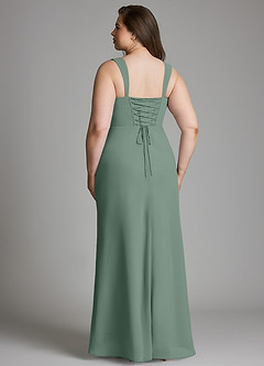 Azazie Agustina Brautjungfernkleider Meerjungfrau-Linie Korsett Chiffon Kleid Eukalyptus image9