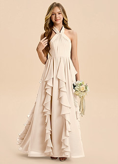 Azazie Daisy Junior White Alabaster A-Line Chiffon Dress image1
