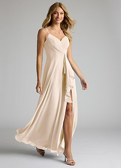Azazie Akita Bridesmaid Dresses White Alabaster A-Line Chiffon Dress image2