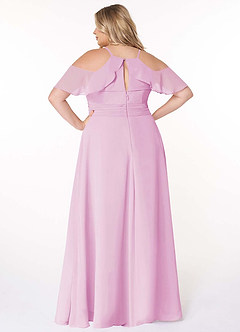 Azazie Dakota Bridesmaid Dresses Candy Pink A-Line V-Neck Pleated Chiffon Dress image9