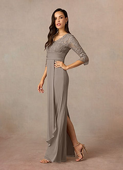 Azazie Poe vestidos de madre de la novia Vestido de Gris Pardo de Encaje de Recto image2