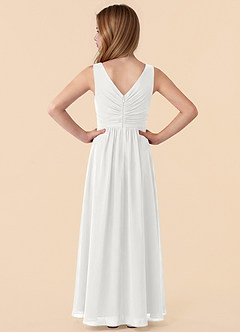 Azazie Skyla Junior Robe Trapèze en Mousseline de soie Plissée Blanc image2