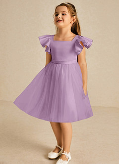 Azazie Kaeya Flower Girl Dresses Wisteria A-Line Bow Tulle Dress image4