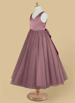 Azazie Marybell Flower Girl Dresses Vintage Mauve A-Line Bow Tulle Dress image7