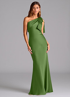 Azazie Yuanna Brudtärnklänningar Klä av Sjöjungfru i Stretch Satin Ena axeln Basilika image1