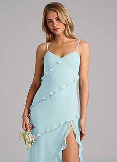 Azazie Nancie Bridesmaid Dresses Sea Glass Mermaid Ruched Chiffon Dress image7