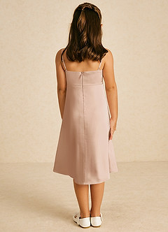 Azazie Zuzu Flower Girl Dresses English Rose A-Line Spaghetti Strap Stretch Satin Dress image2