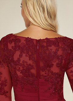 Azazie Alisondra Mother of the Bride Dresses Burgundy Sheath Scoop Lace Lace Dress image7