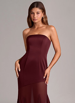 Azazie Uma Robes de demoiselle d'honneur Robe Sirène Convertible en Mousseline de soie Sans bretelles Cabernet image2