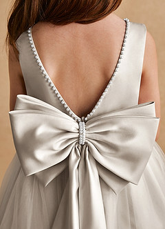 Azazie Cookie Flower Girl Dresses Frost A-Line Bow Tulle Dress image6