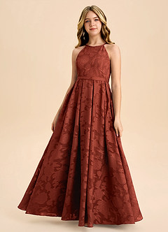 Azazie Arianthe Junior Linia A Pofałdowany Kwiatowe wypalenie Długość podłogi Młodsza druhna Sukienka image2