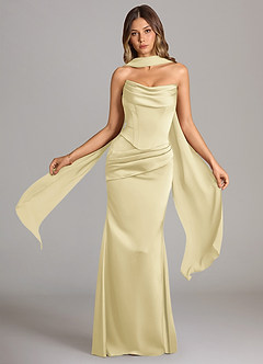 Azazie Sorrel Bridesmaid Dresses Lemon Sorbet Mermaid Strapless Stretch Satin Convertible Dress image1