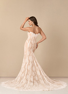 Azazie Katherine Robes de mariée Robe Sirène en Tulle Épaule décolletée Diamant Nude image7