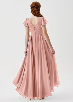 Azazie Caria Junior Rosette A-Line Pleated Chiffon Dress image2