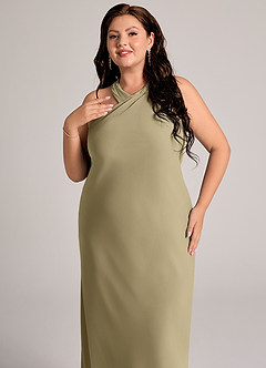 Azazie Doretta Bridesmaid Dresses Moss Green Mermaid Pleated Chiffon Dress image11