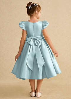 Azazie Pearl Flower Girl Dresses Mist Ball-Gown Pleated Matte Satin Dress image2