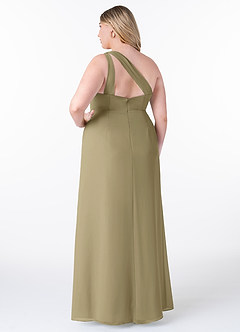 Azazie Maive Bridesmaid Dresses Moss Green Sheath Pleated Ruffle Chiffon Dress image8