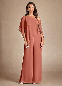 Azazie Halima Mother of the Bride Dresses Clay Jumpsuit/Pantsuit Side Slit Chiffon Dress image7