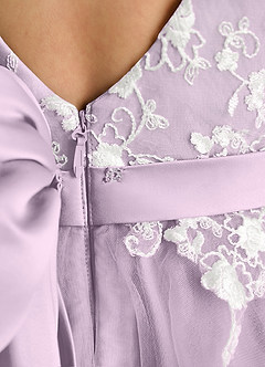 Azazie Butterfly Flower Girl Dresses Frosted Lilac A-Line Lace Dress image5