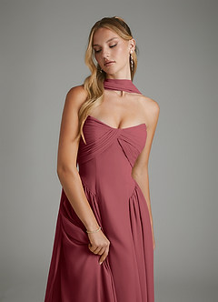 Azazie Evan Bridesmaid Dresses Merlot A-Line Strapless Chiffon Dress image9