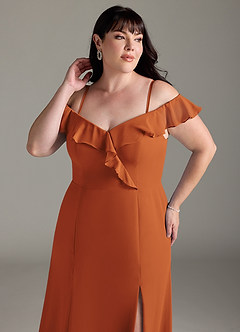 Azazie Sophie Bridesmaid Dresses Cinnamon A-Line Off the Shoulder Chiffon Convertible Dress image12
