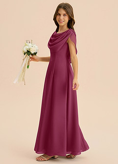 Azazie Lambie Junior Mulberry A-Line Pleated Chiffon Dress image4