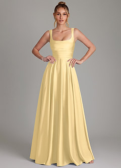 Azazie Azaria Bridesmaid Dresses Butter A-Line Corset Stretch Satin Dress image1