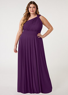 Azazie Charlize Jurken voor bruidsmeisjes Jurk van Mesh met A-Lijn One-Shoulder Druif image6