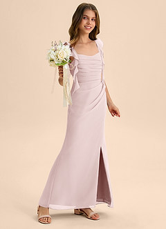 Azazie Jessamine Junior Blushing Pink Mermaid Sweetheart Neckline Chiffon Dress image4