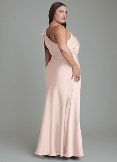 Azazie Yuanna Bridesmaid Dresses Blushing Pink Mermaid One Shoulder Stretch Satin Dress image9