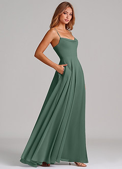 Azazie Elle Jurken voor bruidsmeisjes Jurk van Chiffon met A-Lijn Geplooid Zeemos image5