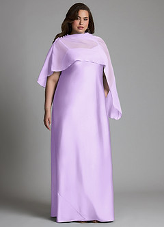 Azazie Jaleesa Robes de demoiselle d'honneur Robe Fourreau en Satin extensible Col haut Lilas image10