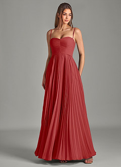 Azazie Chiana Abiti da Damigella Abito A-Line in Chiffon Senza Cinturino Ruggine image3