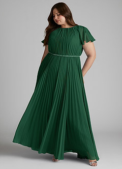 Azazie Kara Modest Bridesmaid Dresses A-Line Pleated Chiffon Floor-Length Dress image12