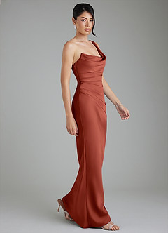 Azazie Sabrina Robes de demoiselle d'honneur Robe Sirène en Satin extensible Corset Terracotta image9